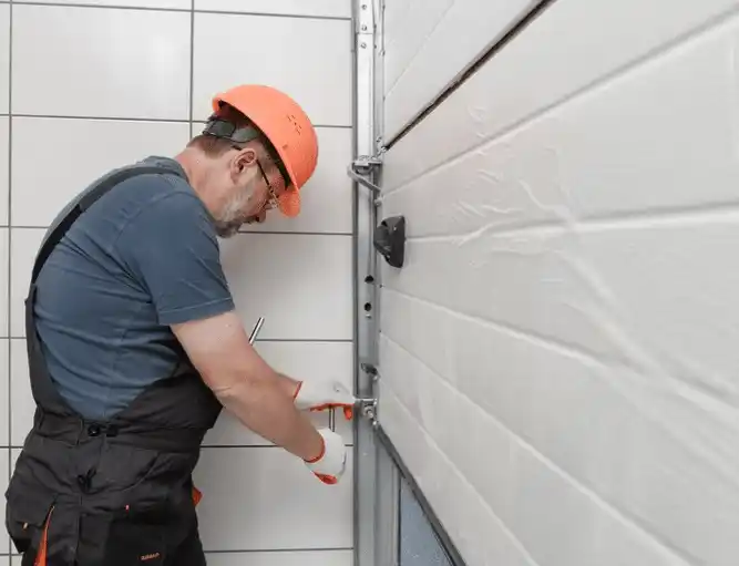 expert checking garage door